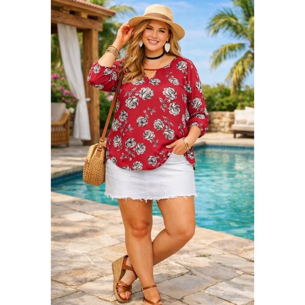 TORRID Magenta Floral Blouse